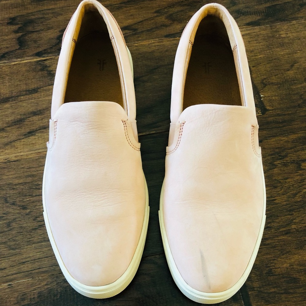 Womens Pink Leather Frye Slip On Shoes Size 9